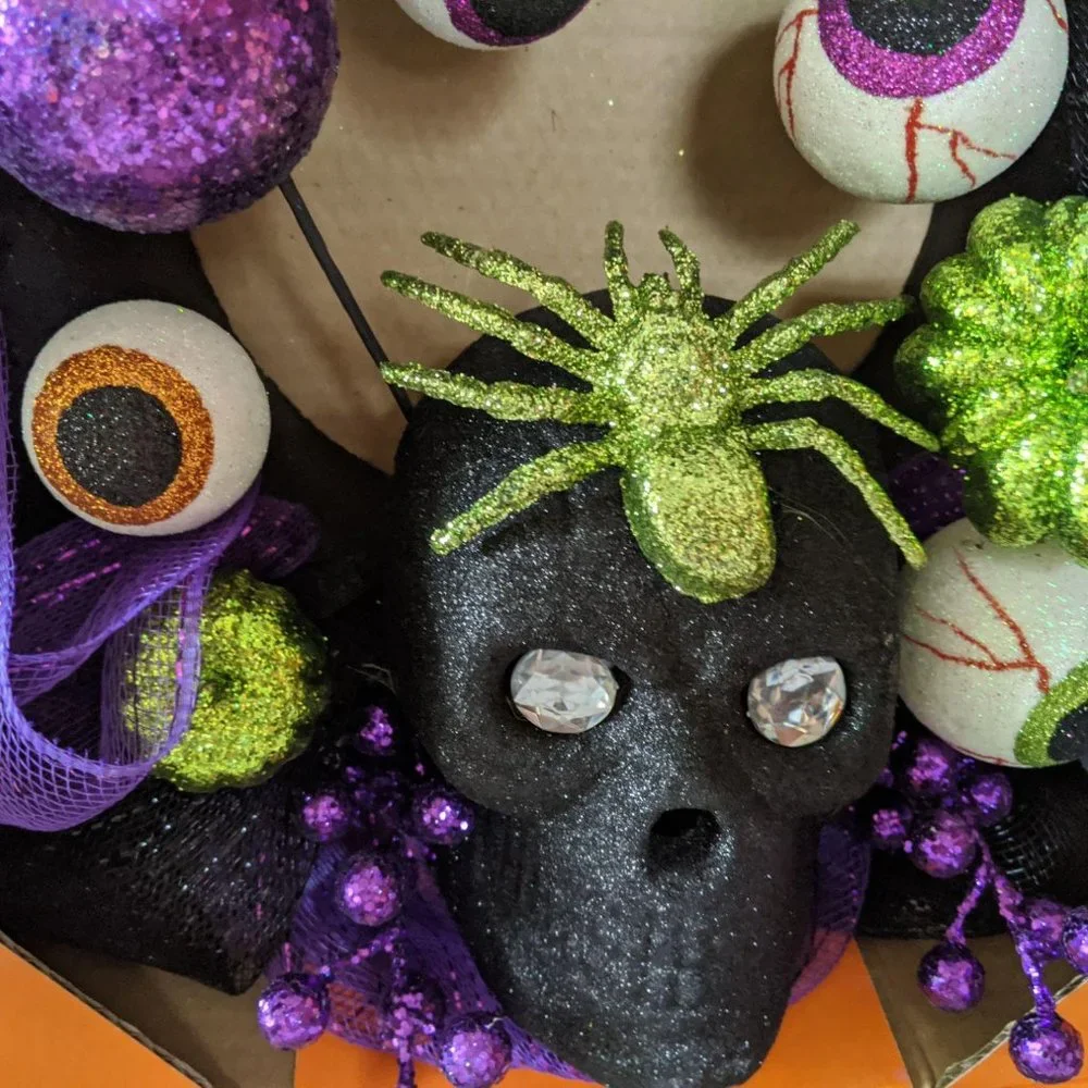 Home accents Halloween wreath skull 20-in eyes‎ bla